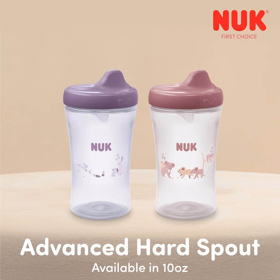 Vaso con boquilla rígida NUK Sesame Street, 295 ml, paquete de 2 – Libre de BPA, vaso antiderrame: Bebé