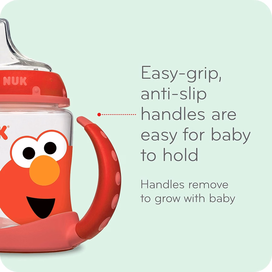 Vaso de aprendizaje NUK Sesame Street, 148 ml (5 onzas) Elmo – Libre de BPA, vaso antiderrame: Bebé