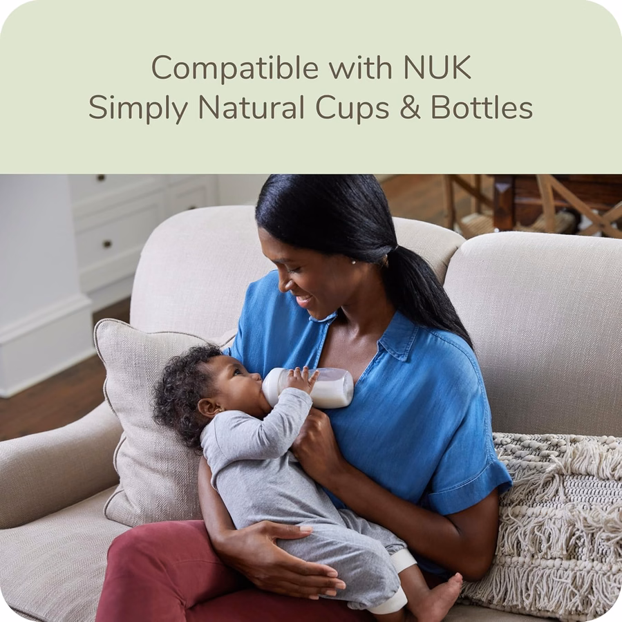 Tetinas para biberón NUK Simply Natural - Flujo lento, silicona, extra suaves, sistema de aire anticólicos, sin BPA, paquete de 2: Bebé