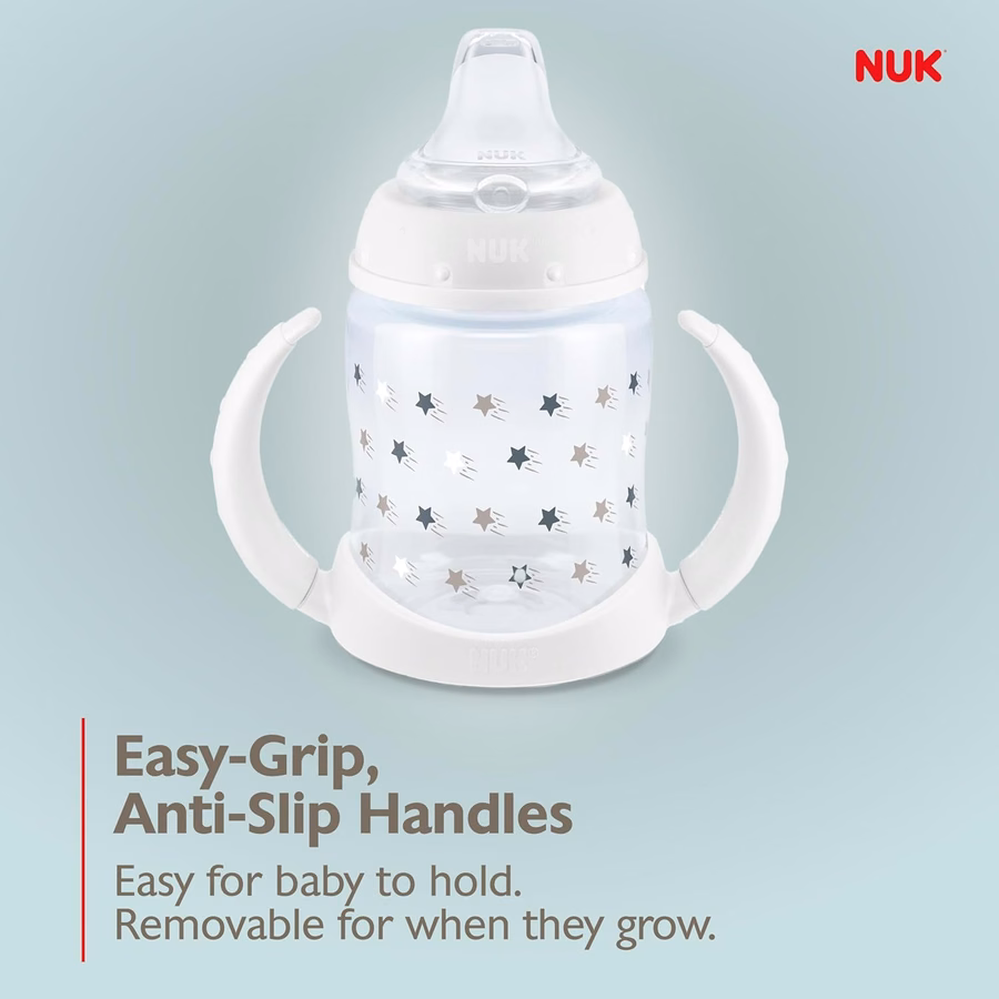 Vaso de aprendizaje NUK, 6+ meses, Colección Timeless, Exclusivo de Amazon, 148 ml, Paquete de 2 – Libre de BPA, Vaso antiderrame: Bebé