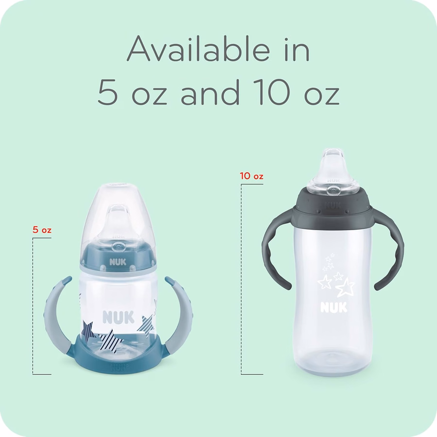 Vaso de aprendizaje NUK, 295 ml, Tritan Gray Star – Libre de BPA, vaso antiderrame: Bebé