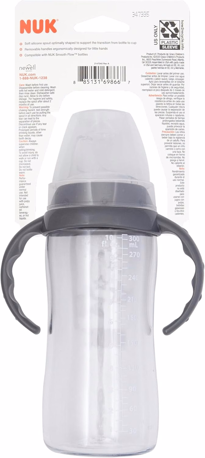 Vaso de aprendizaje NUK, 295 ml, Tritan Gray Star – Libre de BPA, vaso antiderrame: Bebé