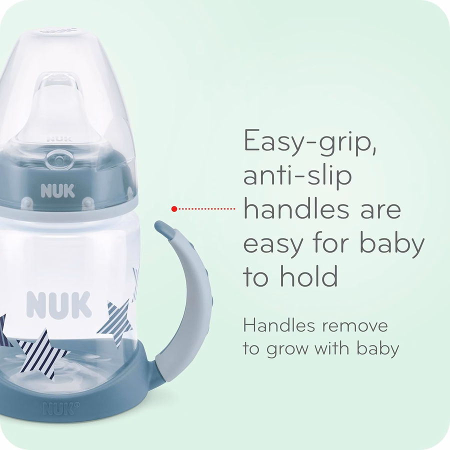 Vaso de aprendizaje grande NUK Mickey Mouse de 295 ml (10 oz), paquete de 2 – Sin BPA, vaso antiderrame: Bebé