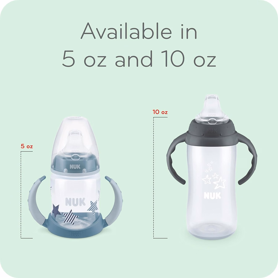 Vaso de aprendizaje grande NUK Mickey Mouse de 295 ml (10 oz), paquete de 2 – Sin BPA, vaso antiderrame: Bebé