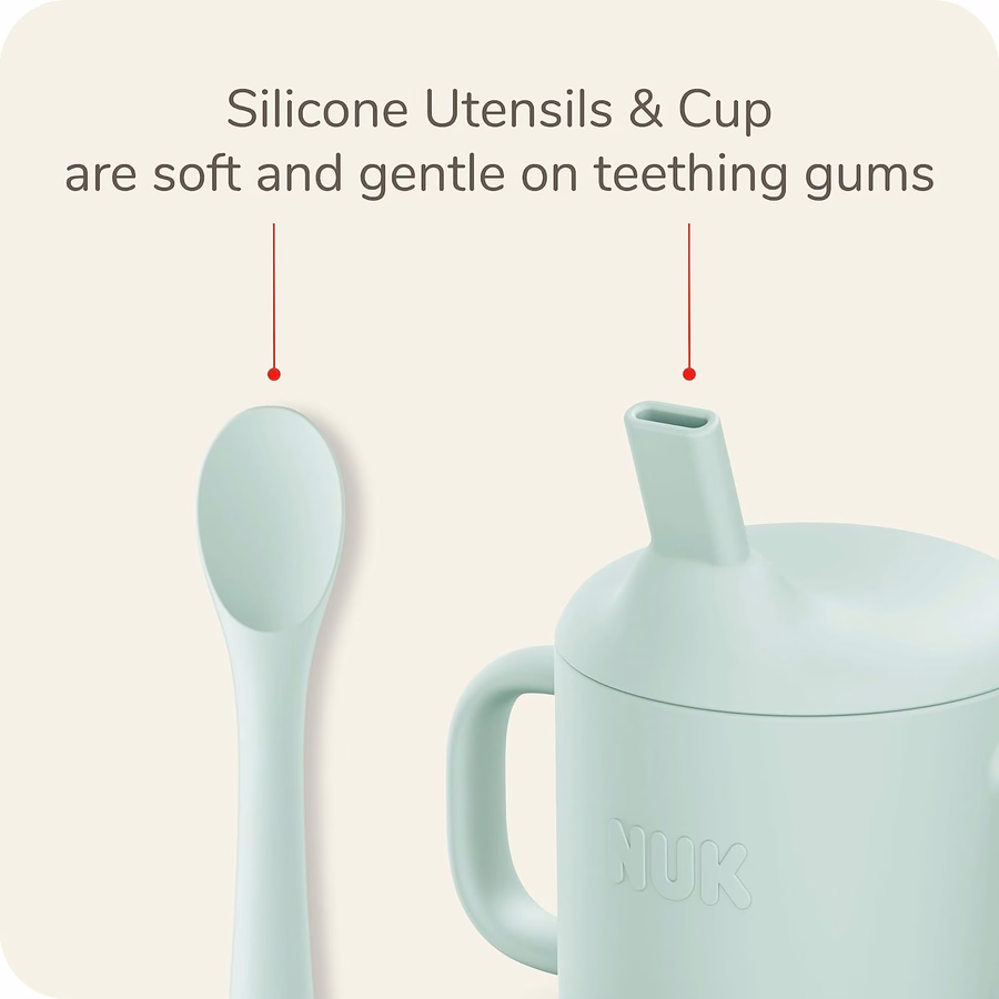 Cucharas de silicona para bebés NUK, material de silicona duradero, fáciles de sujetar y usar, aptas para lavavajillas, sin BPA, paquete de 3: Bebé