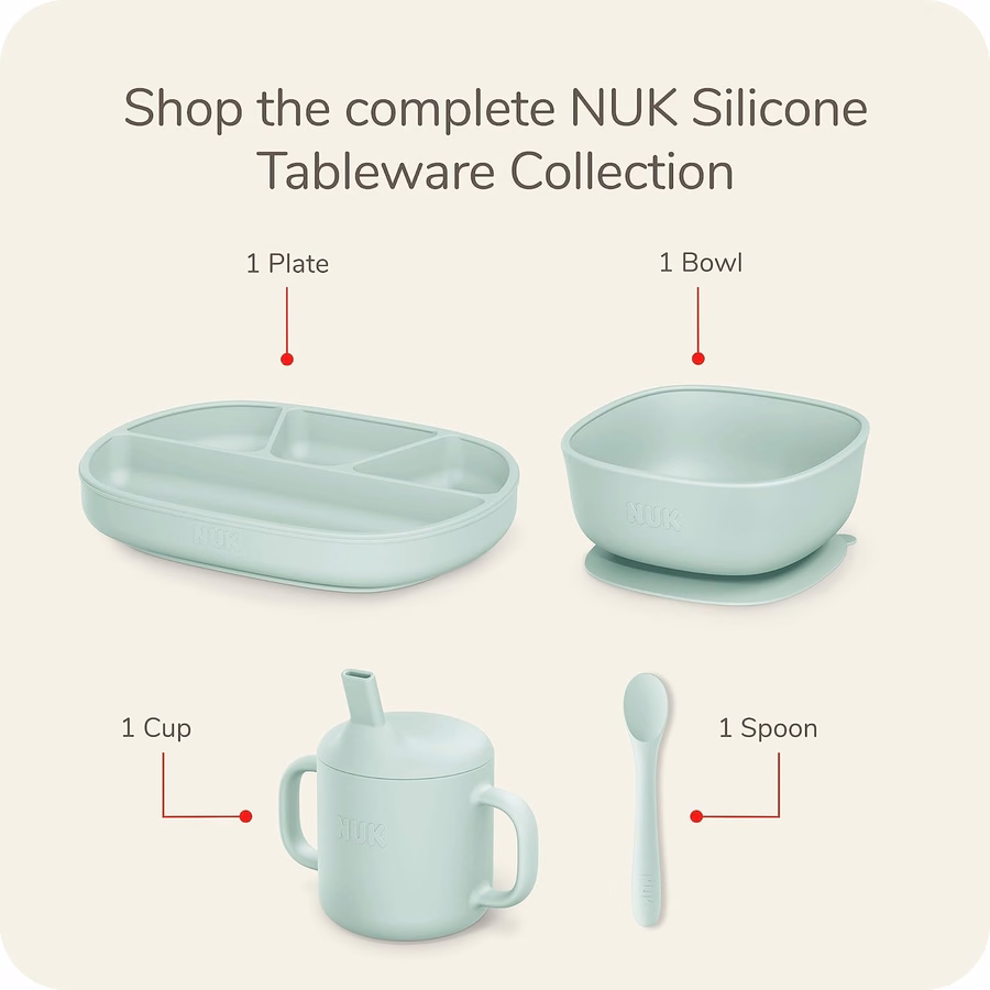 Cucharas de silicona para bebés NUK, material de silicona duradero, fáciles de sujetar y usar, aptas para lavavajillas, sin BPA, paquete de 3: Bebé