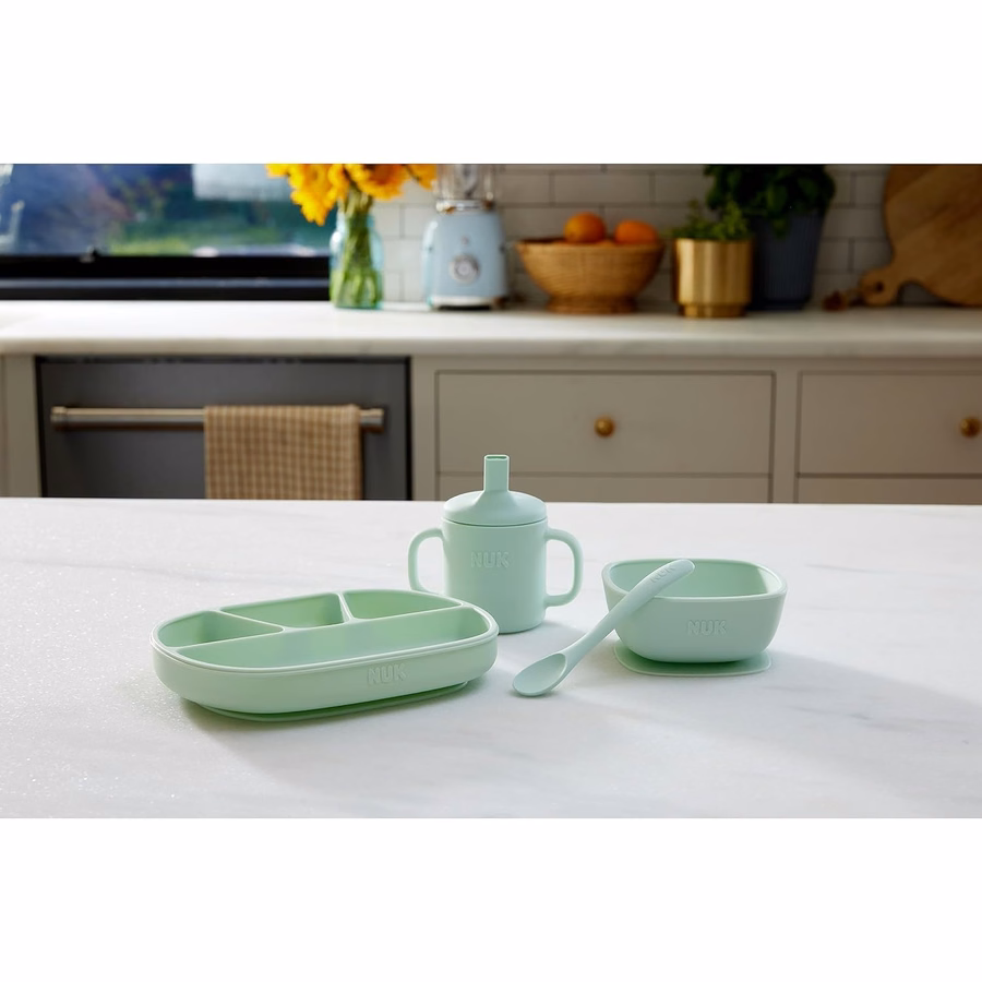 Cucharas de silicona para bebés NUK, material de silicona duradero, fáciles de sujetar y usar, aptas para lavavajillas, sin BPA, paquete de 3: Bebé