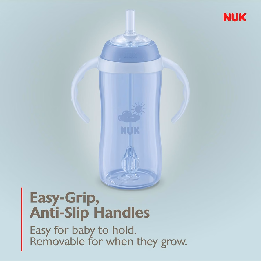 Vaso con pajita NUK Learner de 295 ml (10 oz) - Vaso para niños pequeños con pajita suave para beber fácilmente. Apto para niños de 8 meses en adelante: Bebé