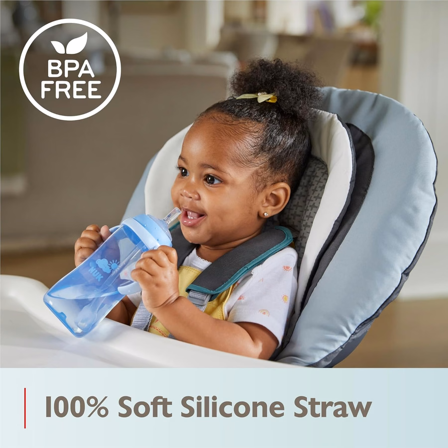 Vaso con pajita NUK Learner de 295 ml (10 oz) - Vaso para niños pequeños con pajita suave para beber fácilmente. Apto para niños de 8 meses en adelante: Bebé