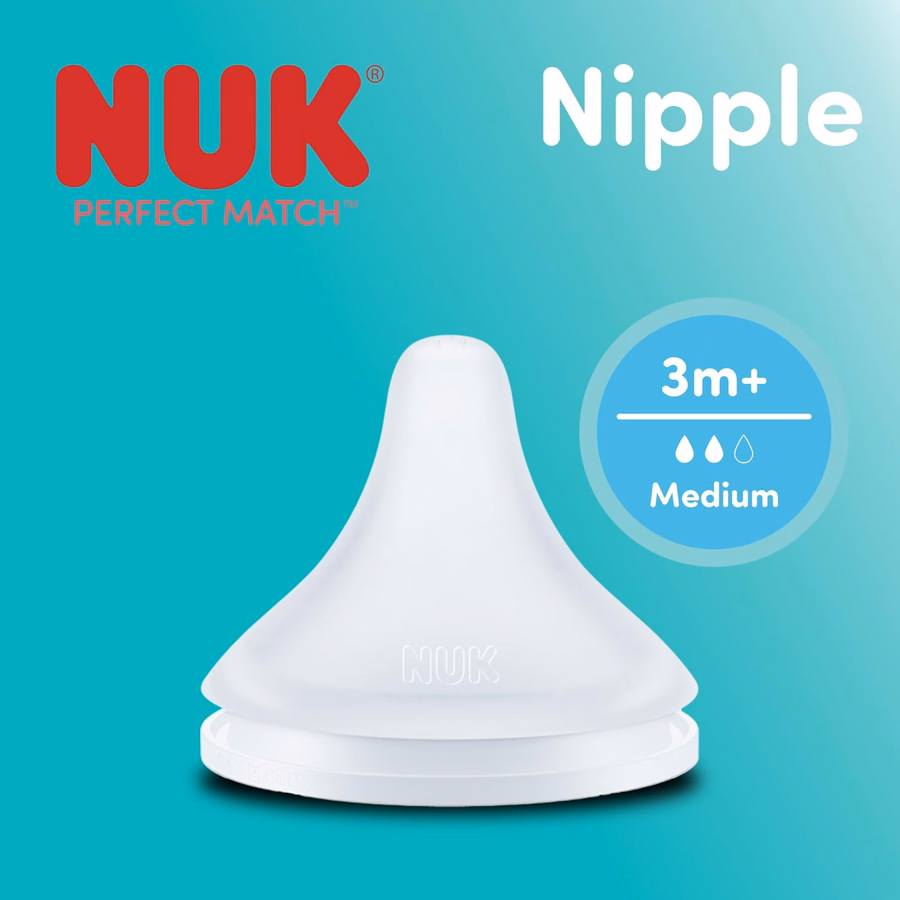 Tetina NUK Perfect Match, flujo medio, silicona suave con válvula anticólicos, paquete de 2, sin BPA: Ropa, calzado y joyería