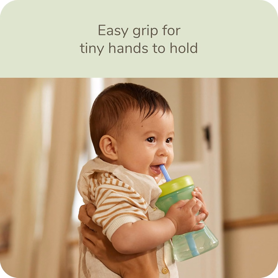 Vaso con pajita NUK Fun Grip, paquete de 3 - Vaso con pajita para niños pequeños para beber fácilmente, apto para mayores de 8 meses: Bebé