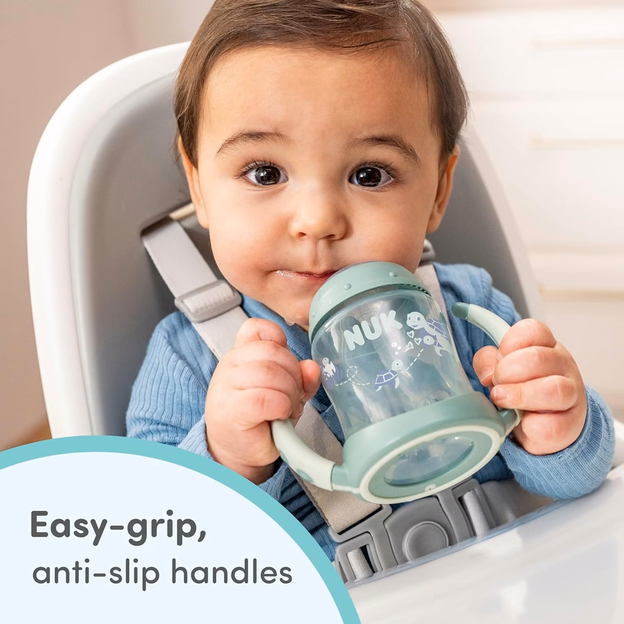 Vaso con pajita NUK Learner, 148 ml, paquete de 2 - Vaso con pajita suave para beber fácilmente, apto para niños de 8 meses en adelante, verde: Bebé