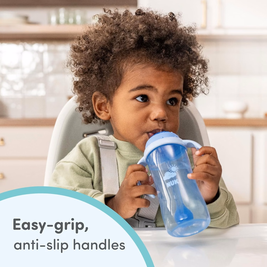 Vaso con pajita de aprendizaje NUK, 295 ml, paquete de 2 - Vaso con pajita suave para niños pequeños para beber fácilmente, apto para mayores de 8 meses, colección Timeless: Bebé