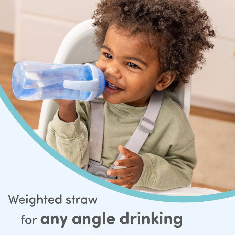 Vaso con pajita de aprendizaje NUK, 295 ml, paquete de 2 - Vaso con pajita suave para niños pequeños para beber fácilmente, apto para mayores de 8 meses, colección Timeless: Bebé
