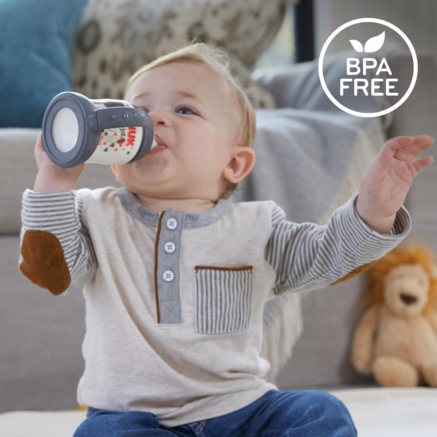Vaso de aprendizaje NUK, 6+ meses, Frutas y animales divertidos, Colección exclusiva de Amazon, 148 ml, Paquete de 2 – Sin BPA, Boquilla suave, Vaso antiderrame: Bebé