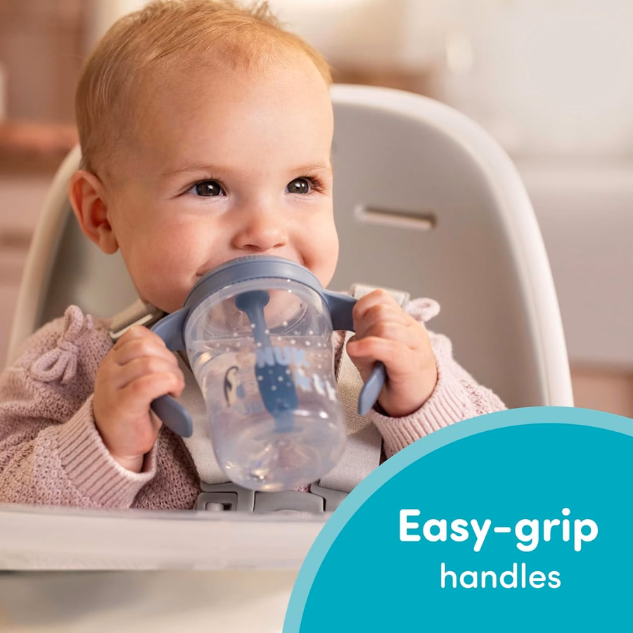 Vaso con pajita de aprendizaje NUK Perfect Match, 237 ml, paquete de 2 – Pajita suave, asas de fácil agarre, sin BPA, vaso antiderrame para transición: Productos de oficina
