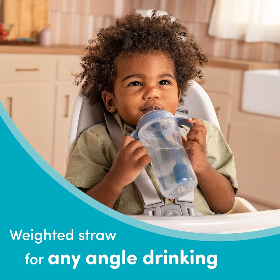 Vaso con pajita de aprendizaje NUK Perfect Match, 148 ml, paquete de 2 – Pajita suave, asas de fácil agarre, sin BPA, vaso antiderrame para transición: Productos de oficina