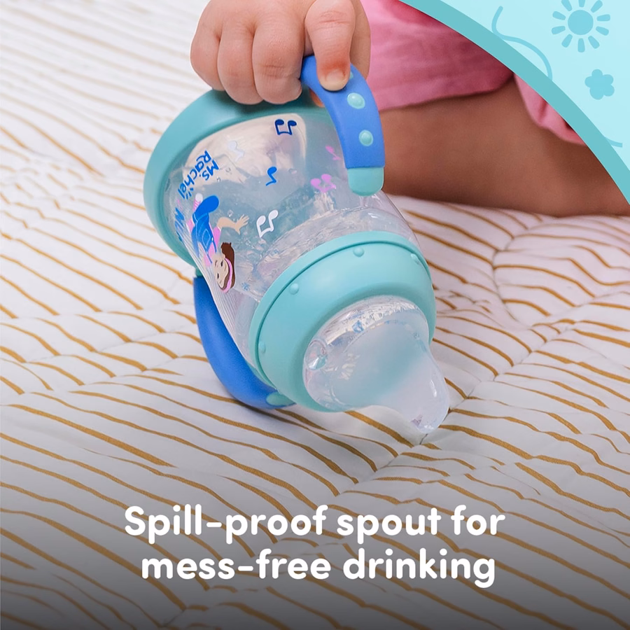 Vaso de aprendizaje NUK, Sra. Rachel, 148 ml, 6+ meses, paquete de 2 – Boquilla suave, asas de fácil agarre, sin BPA, vaso de transición a prueba de derrames: Bebé