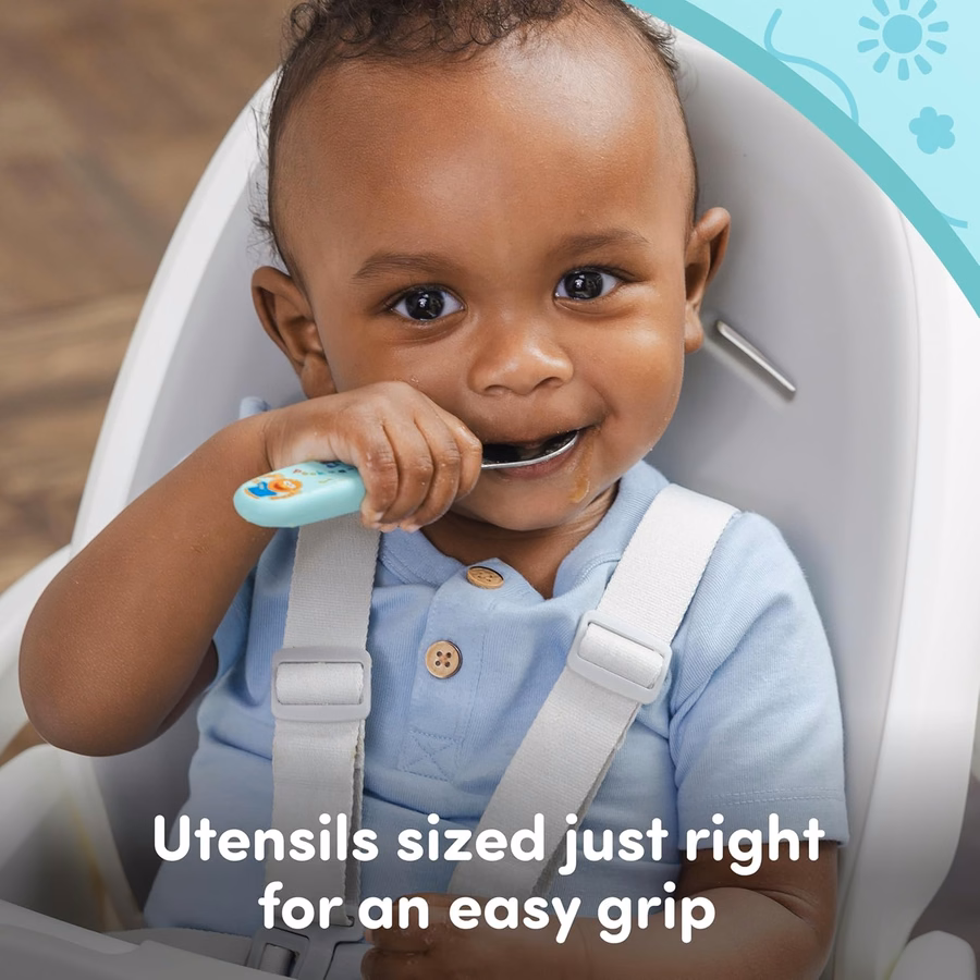 Juego de vajilla NUK Ms Rachel, plato y cuenco para niños pequeños, y cubiertos para niños pequeños (tenedor y cuchara), juego de comedor infantil, sin BPA, apto para lavavajillas: Bebé