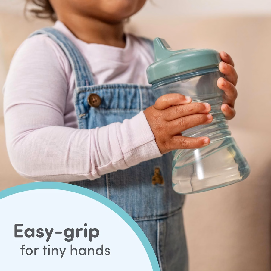 Vaso con pajita y boquilla rígida NUK First Choice Fun Grips 2.0, 295 ml, con asas, paquete de 4: Bebé